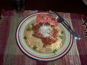 Spaghettini with Meat Sauce