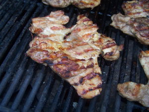 Flipped thighs on grill