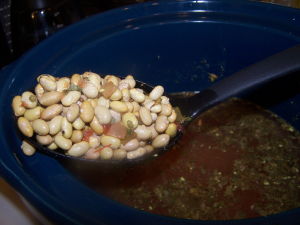 Beans in crockpot.
