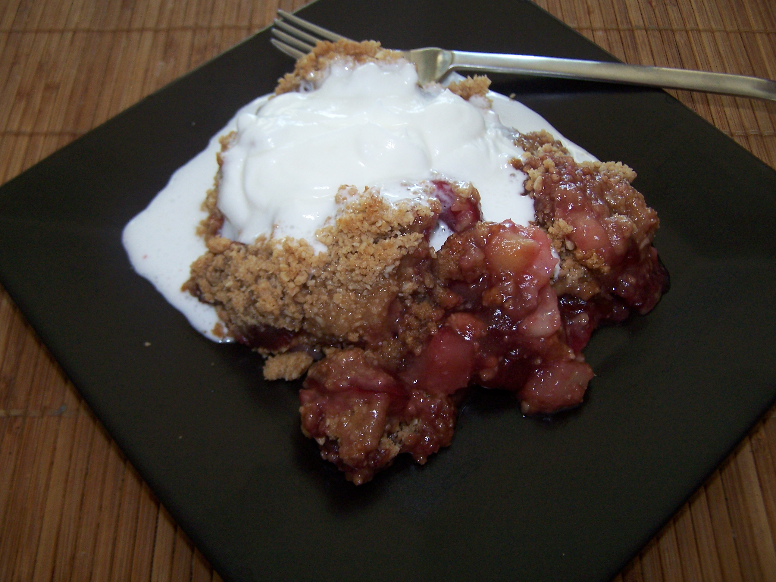 Peach Cherry Crisp with Whipped Cream