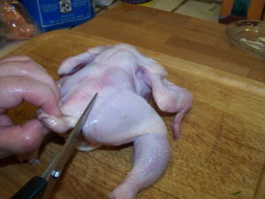 Butterflying a Cornish Hen