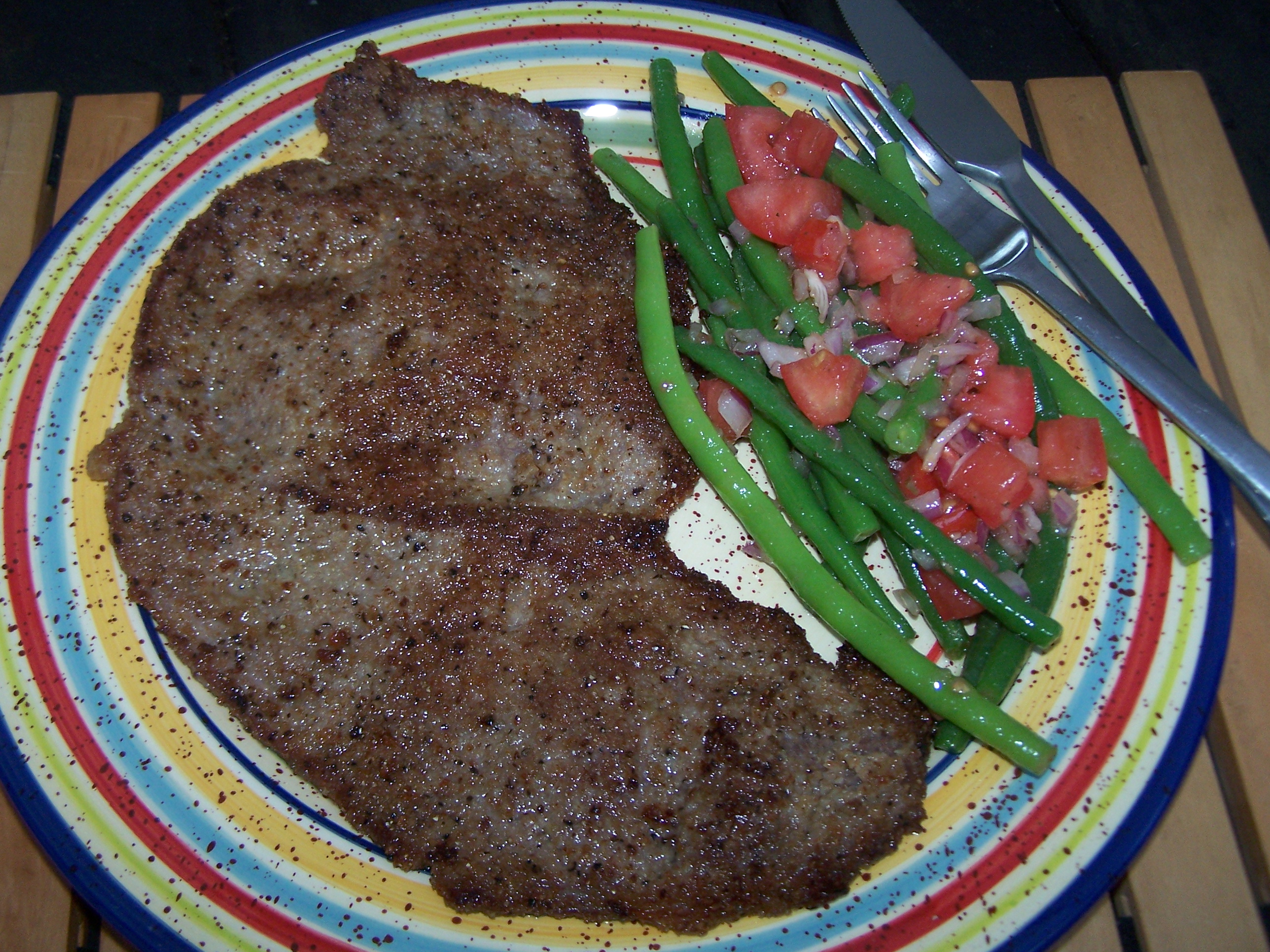 Breaded Beef with Green Bean Salad
