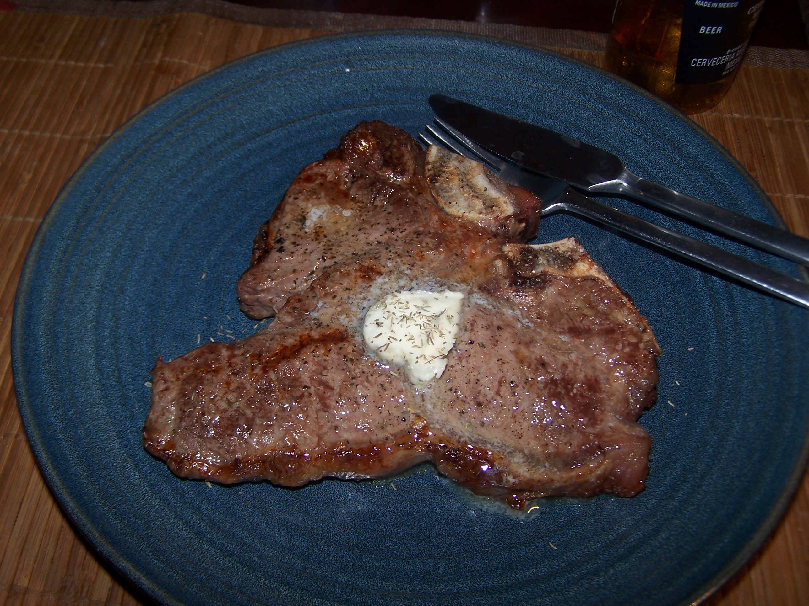 Broiled Steak with Thyme Butter