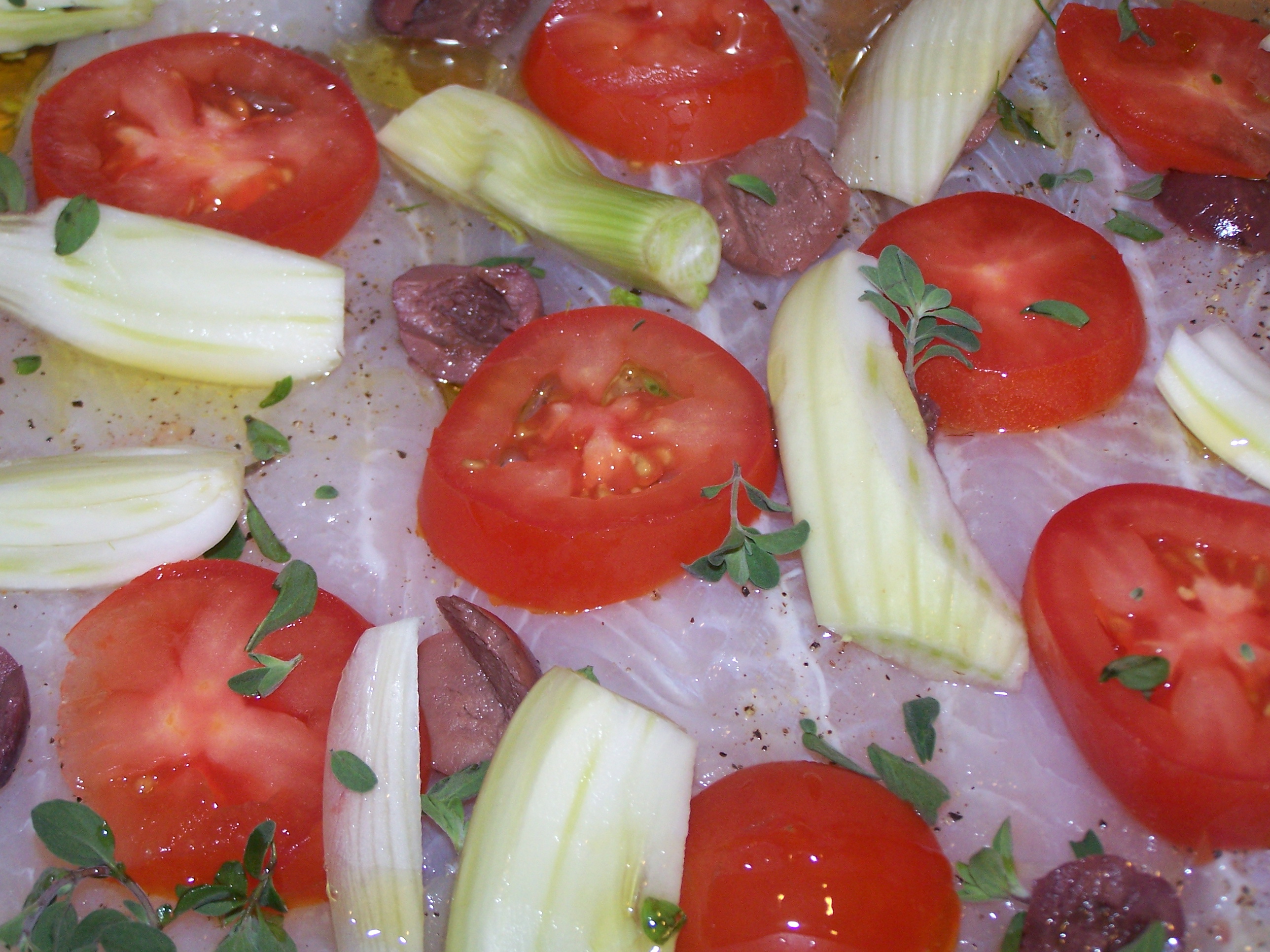 Tilapia with Fennel, Tomatoes and Olives