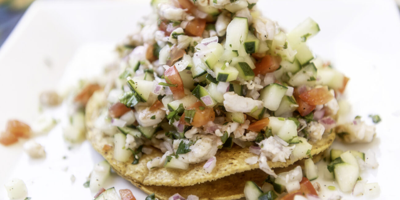 Shrimp Ceviche on Tostadas