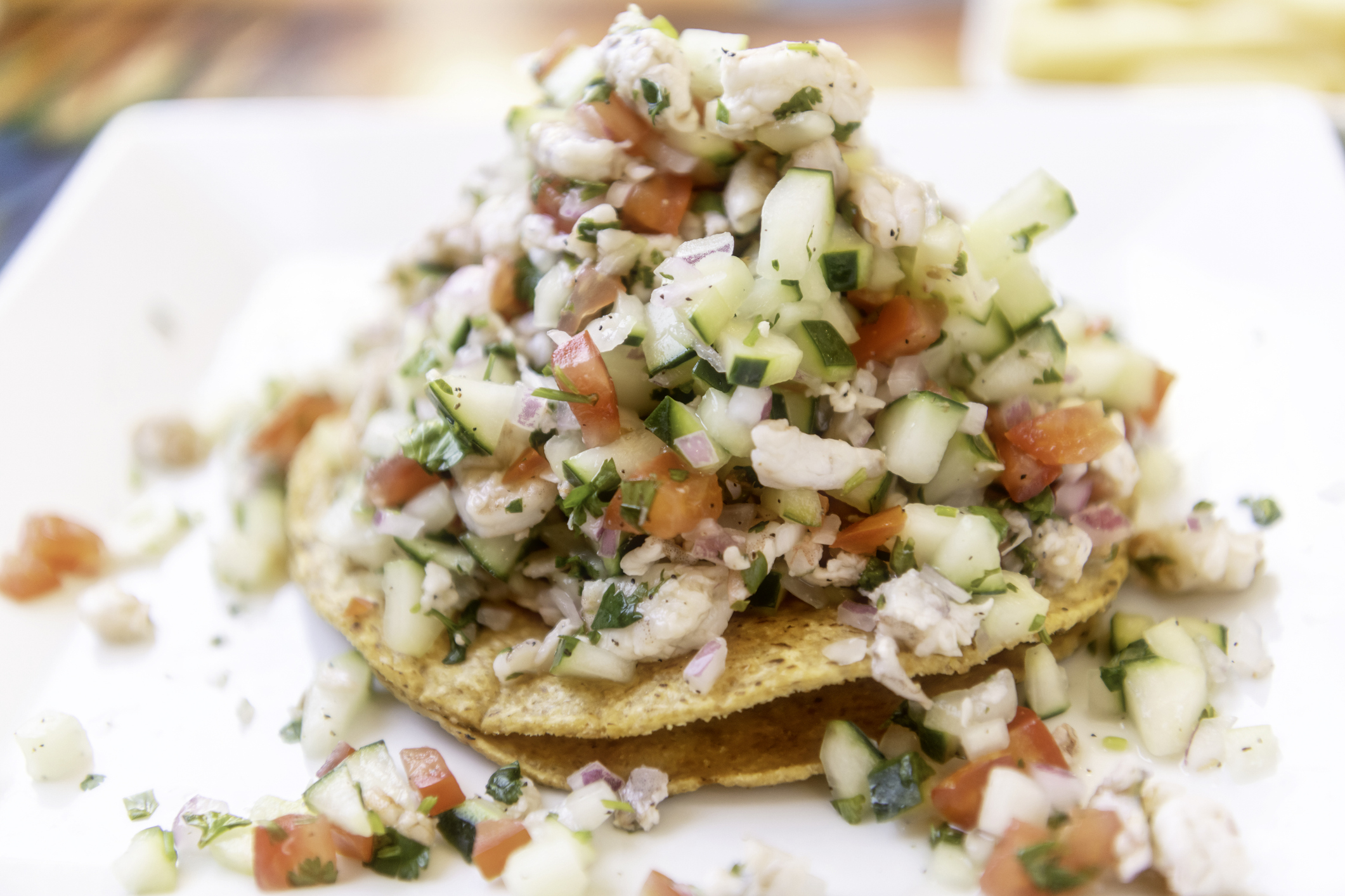Shrimp Ceviche on Tostadas